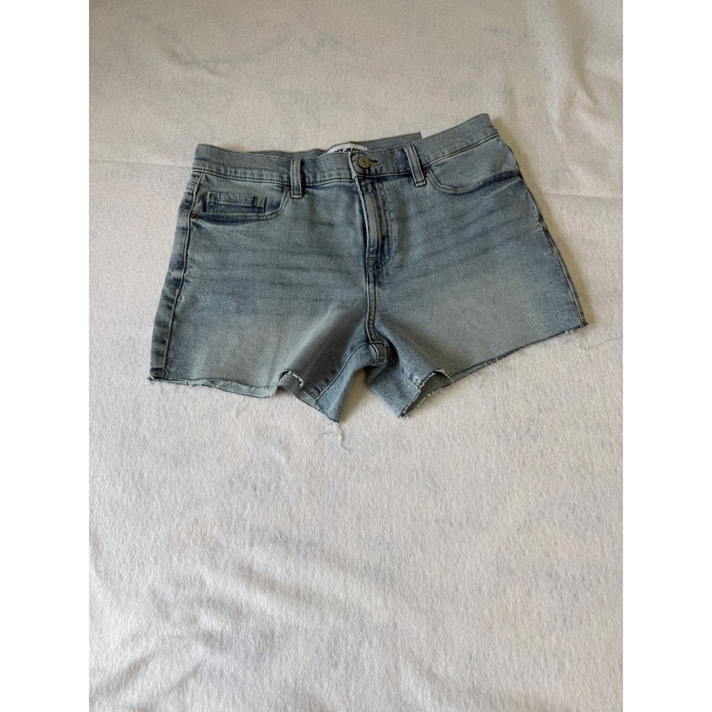 DKNY Jeans Womens Mid Rise Denim Shorts Light Wash Blue Raw Hem‎ Size 28 NEW